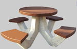 Stół rekreacyjny-piknikowy parkowy okrągły betonowy z 4 siedziskami 160x160x74 cm w sklepie internetowym Dotare.pl 