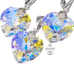 Kryształy Piękny Komplet Serce Aurora Srebro w sklepie internetowym ARANDE 