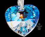 Kryształy Duży Wisiorek Serce Blue Aurora Srebro w sklepie internetowym ARANDE 