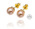 Piękne Perły Kryształowe Kolczyki Różowe Peach Gold Złote Srebro Certyfikat w sklepie internetowym ARANDE 