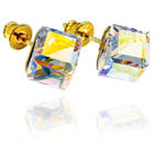 Duże Kryształy Kolczyki Sztyfty Aurora Cube Gold Złote Srebro w sklepie internetowym ARANDE 