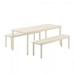 Muuto LINEAR Zestaw Mebli Ogrodowych - Stół 200 cm + 2 Ławki - Biały w sklepie internetowym DesignForHome.pl