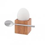 Clap Design CUBE EGG Drewniany Kieliszek do Jajek z Łyżeczką / Dębowy w sklepie internetowym DesignForHome.pl