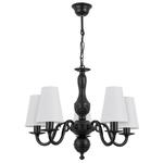 Elegancka czarna lampa wisząca do salonu LALKA O3045 W5 CZA/2S/01/Le 5-ramienna w sklepie internetowym goldsun-lampy