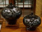 Czarny dekorowany wazon ceramiczny 20cm [AZ00754] w sklepie internetowym A-Z-Decor.pl