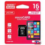 Pamięć MicroSD GOODRAM 16GB MicroSDHC CL10 UHS I + adapter M1AA-0160R11 w sklepie internetowym Biurowe-zakupy.pl