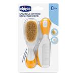 Chicco Brush and Comb zestaw szczotka z naturalnego włosia + grzebyk 0m+ Pomarańczowy (P1) w sklepie internetowym Estetic Dent