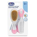 Chicco Brush and Comb zestaw szczotka z naturalnego włosia + grzebyk 0m+ Różowy (P1) w sklepie internetowym Estetic Dent