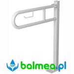 Poręcz dla niepełnosprawnych stojąca uchylna biała z uchwytem na papier toaletowy długość 70 cm w sklepie internetowym balmea.pl