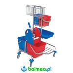 Wózek serwisowy chromowany Splast Roll Mop SER-0006 czterowiaderkowy z prasą i kuwetą w sklepie internetowym balmea.pl