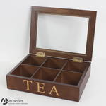 Drewniana szkatułka na herbatę z napisem TEA 58377 w sklepie internetowym Artseries.pl