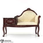 Drewniany fotel stylowy ze stolikiem i szufladą, szezlong antyczny w sklepie internetowym Artseries.pl