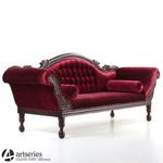 Antyczna sofa, kanapa stylowa z drewna, czerwona tapicerka 117064 w sklepie internetowym Artseries.pl