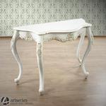 Biała konsola rzeźbiona, stolik przyścienny z mahoniu 117106 w sklepie internetowym Artseries.pl