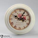 Piękny zegar z motywem róży 86097 wskazówkowy w kolorze kremowym w sklepie internetowym Artseries.pl