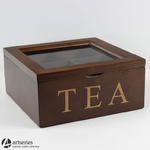 Kwadratowa szkatułka na herbatę 68260 herbaciarka brązowa w sklepie internetowym Artseries.pl