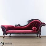 Stylowa sofa antyczna - szezlong tapicerowany - rzeźbione drewno mahoniowe L14 w sklepie internetowym Artseries.pl