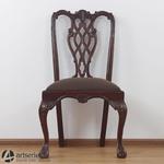 Drewniane krzesło z pełnego mahoniu z tapicerką w kolorze ciemnego brązu 117183 w sklepie internetowym Artseries.pl