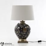 Piękna salonowa lampa z ceramiki z beżowym abażurem 74827 w sklepie internetowym Artseries.pl