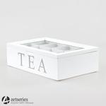 Elegancka herbaciarka biała - 8 przegródek zza szybką - 93360 w sklepie internetowym Artseries.pl