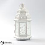 Lampion stylowy w bieli z metalu 82588s w rozmiarze średnim w sklepie internetowym Artseries.pl