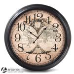 Zegar ścienny ze stylizowanym antycznym cyferblatem z mapami | 93 cm |97151 w sklepie internetowym Artseries.pl