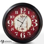 Czarno-czerwony zegar postarzany, wiszący | Paris | - duży 93 cm i stylowy 97156 w sklepie internetowym Artseries.pl
