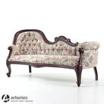 Sofa stylowa tapicerowana, drewniany szezlong antyczny z kwiatową tapicerka 117070 w sklepie internetowym Artseries.pl