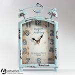 Seledynowy zegar w oryginalnym kształcie, stylizowany 101185 w sklepie internetowym Artseries.pl