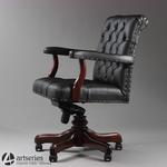 Drewniany fotel stylowy Chesterfield, do biura gabinetu dla prezesa w sklepie internetowym Artseries.pl