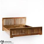 Kolonialne łóżko drewniane, stylowe do sypialni 164029 w sklepie internetowym Artseries.pl