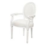 Biały, drewniany fotel stylowy, krzesło Art Deco, biała skórzana tapicerka w sklepie internetowym Artseries.pl