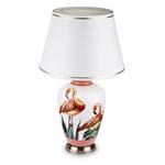 Biało-różowa lampa stołowa ceramiczna z flamingami 131240 w sklepie internetowym Artseries.pl