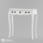 Stolik drewniany, stylowy, przyścienny – konsola biała w sklepie internetowym Artseries.pl