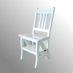 Białe rozkładane krzesło stylowe, drewniane, schodki 117220 w sklepie internetowym Artseries.pl