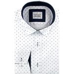 Koszula Męska Elegancka Wizytowa do garnituru biała we wzorki z długim rękawem w kroju SLIM FIT Viadi Polo B676 w sklepie internetowym swiat-koszul.pl
