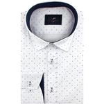Koszula Męska Elegancka Wizytowa do garnituru biała we wzorki z długim rękawem w kroju SLIM FIT Viadi Polo E367 w sklepie internetowym swiat-koszul.pl
