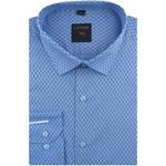 Duża Koszula Męska Elegancka Wizytowa do garnituru niebieska we wzorki z kieszonkami z klapą z długim rękawem Duże rozmiary Laviino E776 w sklepie internetowym swiat-koszul.pl