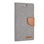 Mercury Canvas Diary - Etui iPhone 7 z kieszeniami na karty + stand up (szary/camel) w sklepie internetowym Fantastyczne-Zakupy.pl