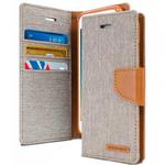 Mercury Canvas Diary - Etui iPhone 6s / iPhone 6 z kieszeniami na karty + stand up (szary/camel) w sklepie internetowym Fantastyczne-Zakupy.pl