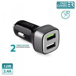 PURO Mini Car Fast Charger - Uniwersalna ładowarka samochodowa 2 x USB, 2.4 A square (czarny) w sklepie internetowym Fantastyczne-Zakupy.pl