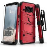 Zizo Bolt Cover - Pancerne etui Samsung Galaxy S8+ ze szkłem 9H na ekran + podstawka & uchwyt do paska (Red/Black) w sklepie internetowym Fantastyczne-Zakupy.pl