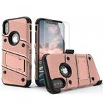 Zizo Bolt Cover - Pancerne etui iPhone X szkłem 9H na ekran + podstawka & uchwyt do paska (Rose Gold/Black) w sklepie internetowym Fantastyczne-Zakupy.pl