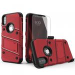 Zizo Bolt Cover - Pancerne etui iPhone X szkłem 9H na ekran + podstawka & uchwyt do paska (Red/Black) w sklepie internetowym Fantastyczne-Zakupy.pl