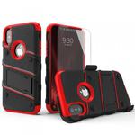 Zizo Bolt Cover - Pancerne etui iPhone X szkłem 9H na ekran + podstawka & uchwyt do paska (Black/Red) w sklepie internetowym Fantastyczne-Zakupy.pl