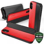 Zizo Retro Series - Etui iPhone X z kieszenią na karty + podstawka + szkło 9H na ekran (Red/Black) w sklepie internetowym Fantastyczne-Zakupy.pl