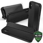 Zizo Retro Series - Etui iPhone X z kieszenią na karty + podstawka + szkło 9H na ekran (Black/Black) w sklepie internetowym Fantastyczne-Zakupy.pl