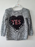 ITALY- ciepły sweterek/tunika z aplikacją 3D YES / NO (szary) w sklepie internetowym Kidsbutik 