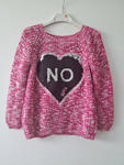Ciepły sweterek/tunika z aplikacją 3D YES / NO - ciemny róż w sklepie internetowym Kidsbutik 