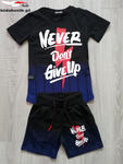 Komplet sportowy NEVER DON'T GIVE UP - czarny z niebieskim w sklepie internetowym Kidsbutik 